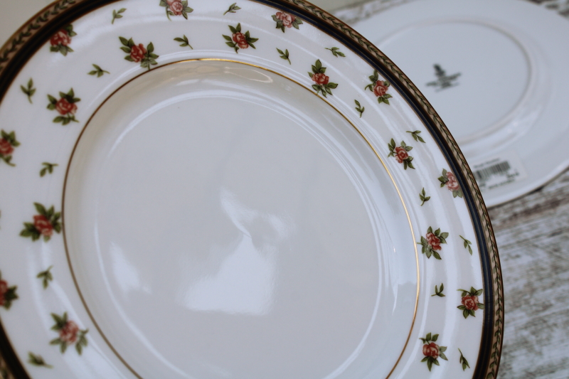 photo of vintage Lauren tiny floral pattern Royal Doulton New Romance china salad plates new w/ store label #7