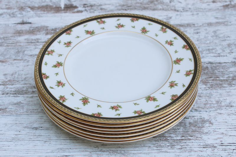 photo of vintage Lauren tiny floral pattern Royal Doulton New Romance china salad plates new w/ store label #8