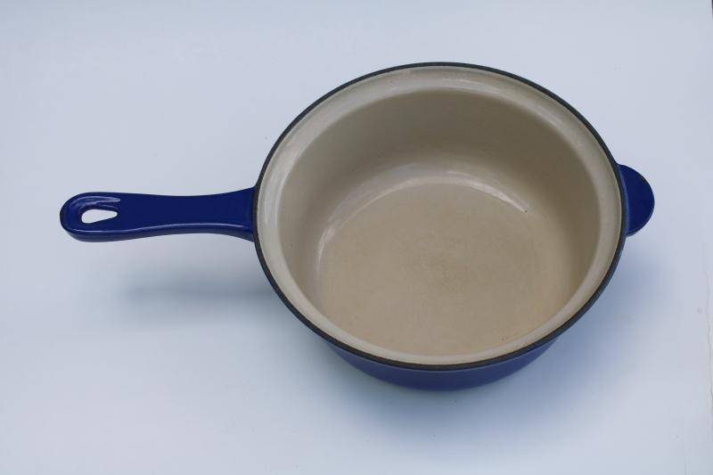 photo of vintage Le Creuset France blue enamel cast iron saucepan, pot without lid  #4