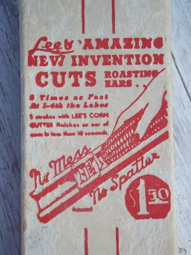 photo of vintage Lee's sweet corn cutter in box, cut kernels from corn on the cob #4