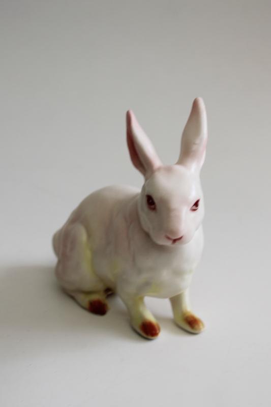 photo of vintage Lefton Japan china bunny figurine, hand painted ceramic white rabbit #2