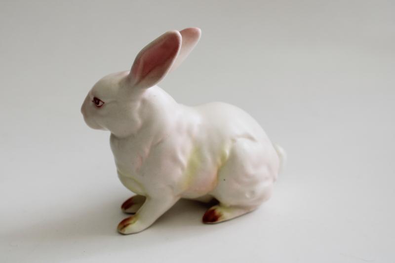 photo of vintage Lefton Japan china bunny figurine, hand painted ceramic white rabbit #3