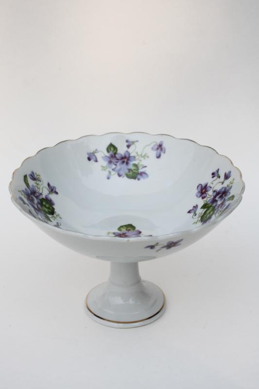 photo of vintage Lefton Japan china compote or candy dish, sweet violets pattern #1