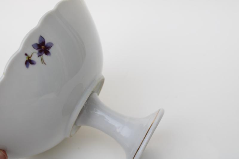 photo of vintage Lefton Japan china compote or candy dish, sweet violets pattern #3