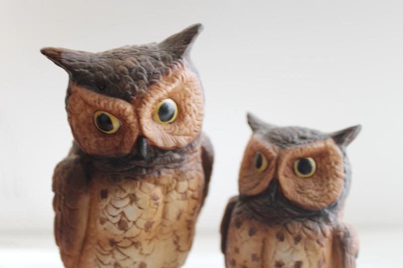 photo of vintage Lefton Japan china owls figurine, great horned owl pair birds on a branch #2