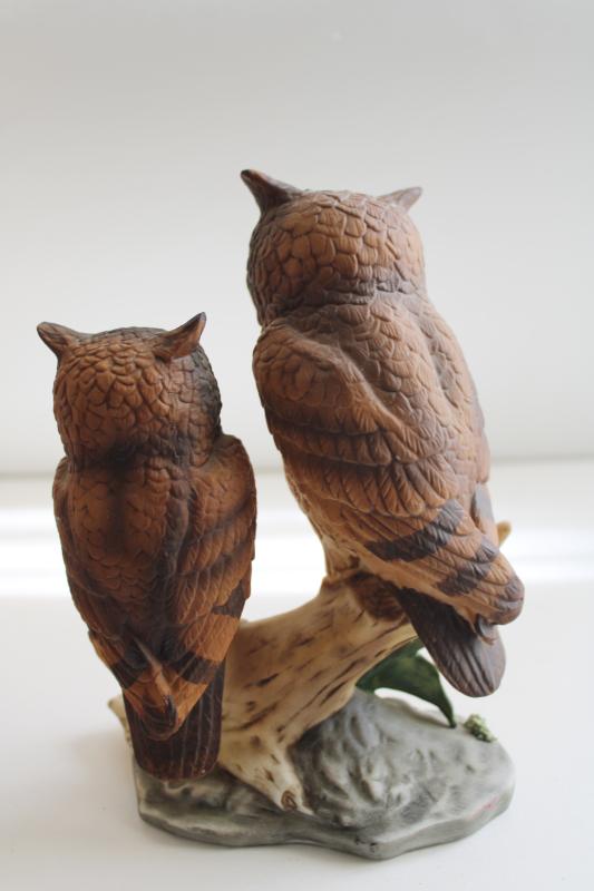 photo of vintage Lefton Japan china owls figurine, great horned owl pair birds on a branch #5