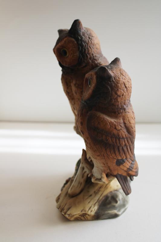 photo of vintage Lefton Japan china owls figurine, great horned owl pair birds on a branch #6