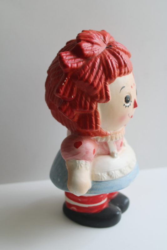 photo of vintage Lefton Japan hand painted ceramic Raggedy Ann doll coin bank  #2