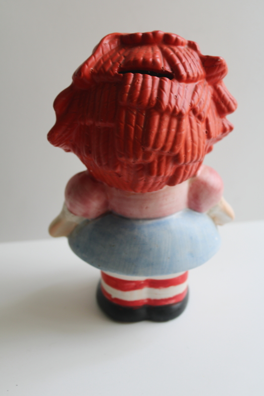 photo of vintage Lefton Japan hand painted ceramic Raggedy Ann doll coin bank  #3