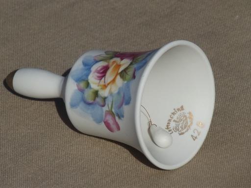 photo of vintage Lefton bisque china bell, table bell w/ hand-painted flowers  #3