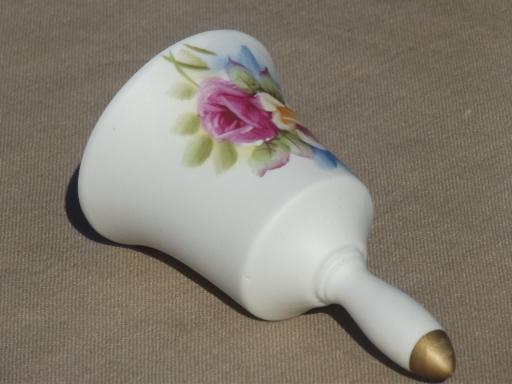 photo of vintage Lefton bisque china bell, table bell w/ hand-painted flowers  #4