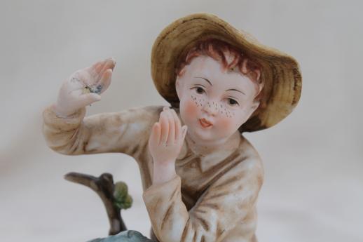 photo of vintage Lefton china Tom Sawyer figurine, Lefton's Japan hand-painted porcelain #5