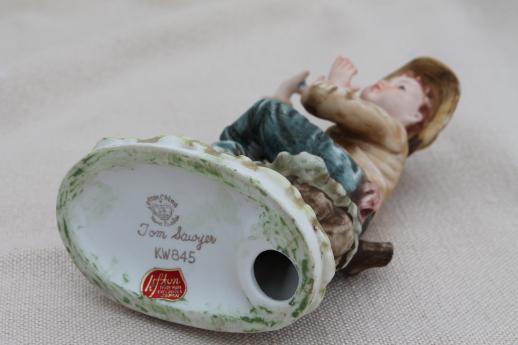 photo of vintage Lefton china Tom Sawyer figurine, Lefton's Japan hand-painted porcelain #6