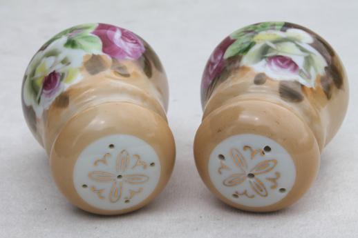 photo of vintage Lefton china salt & pepper shakers w/ hand-painted roses, Lefton's Japan #3