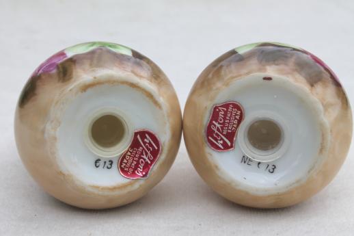 photo of vintage Lefton china salt & pepper shakers w/ hand-painted roses, Lefton's Japan #4