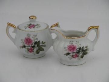 catalog photo of vintage Lefton moss rose china mini cream pitcher and sugar bowl set