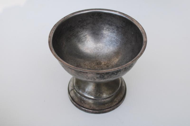 photo of vintage Legion mark silver plate, chalice cup or trophy bowl worn tarnished patina #1