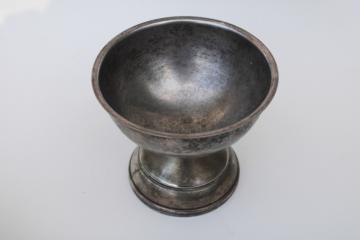 catalog photo of vintage Legion mark silver plate, chalice cup or trophy bowl worn tarnished patina