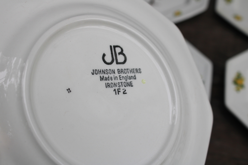 photo of vintage Lemon Tree pattern Johnson Bros ironstone china bread & butter plates set of 12 #3