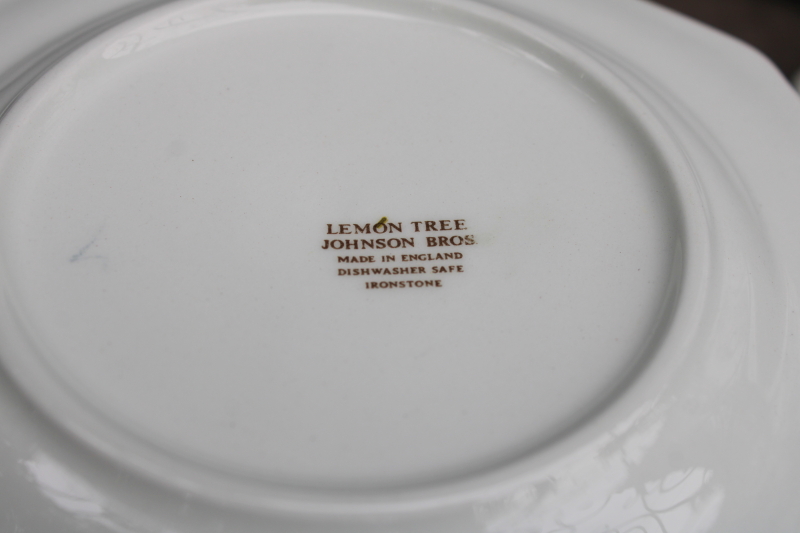 photo of vintage Lemon Tree pattern Johnson Bros ironstone china bread & butter plates set of 12 #4