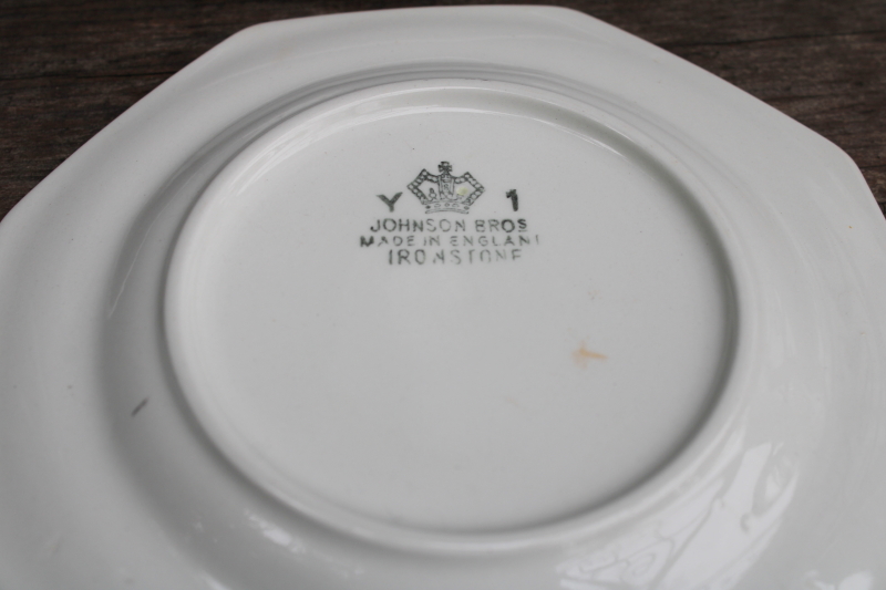 photo of vintage Lemon Tree pattern Johnson Bros ironstone china bread & butter plates set of 12 #5