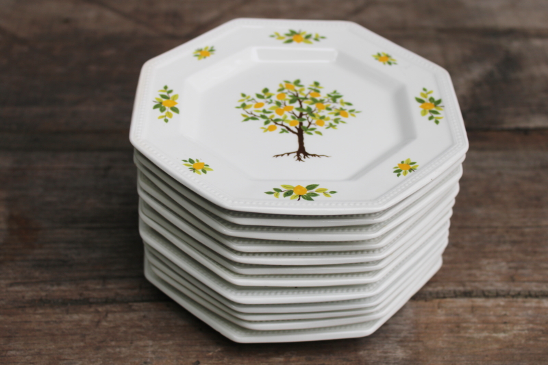 photo of vintage Lemon Tree pattern Johnson Bros ironstone china bread & butter plates set of 12 #9