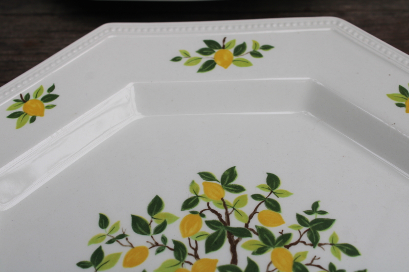 photo of vintage Lemon Tree pattern Johnson Bros ironstone china dinner plates set of 6  #4