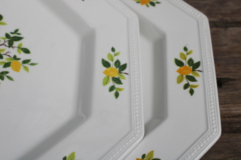 photo of vintage Lemon Tree pattern Johnson Bros ironstone china dinner plates set of 6  #5