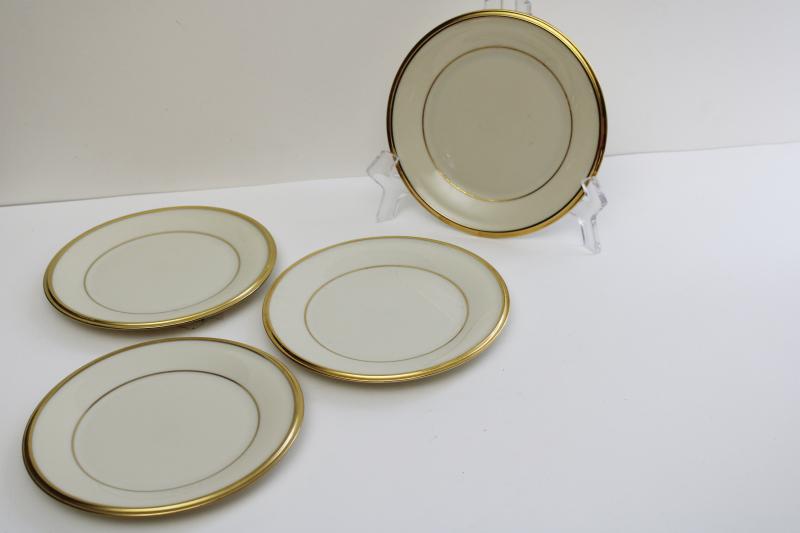 photo of vintage Lenox Eternal bread & butter plates, ivory china plain gold bands #1