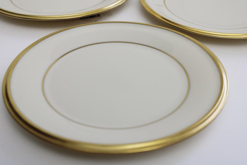 photo of vintage Lenox Eternal bread & butter plates, ivory china plain gold bands #2