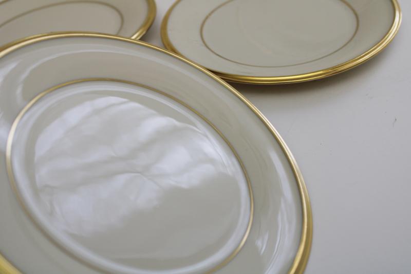 photo of vintage Lenox Eternal bread & butter plates, ivory china plain gold bands #3