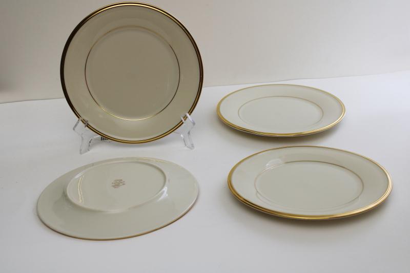 photo of vintage Lenox Eternal bread & butter plates, ivory china plain gold bands #6