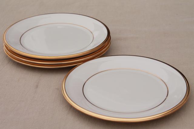 photo of vintage Lenox Eternal gold band ivory china bread & butter plates, mint condition #1