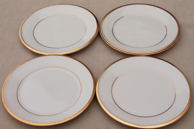 photo of vintage Lenox Eternal gold band ivory china bread & butter plates, mint condition #2