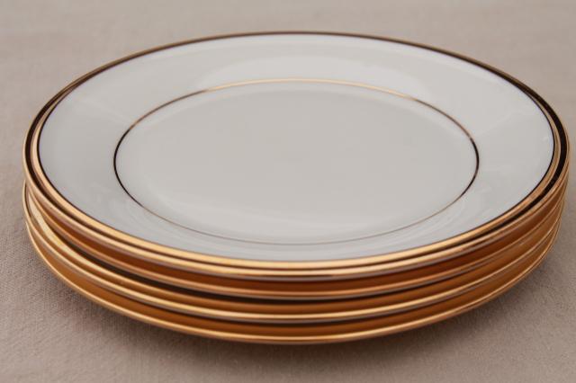 photo of vintage Lenox Eternal gold band ivory china bread & butter plates, mint condition #5