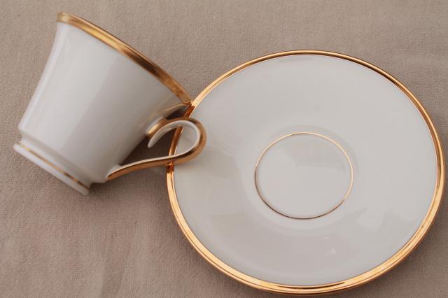 photo of vintage Lenox Eternal gold band ivory china cups & saucers, mint condition #4