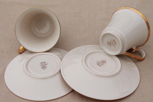 photo of vintage Lenox Eternal gold band ivory china cups & saucers, mint condition #5