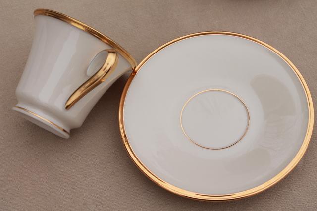 photo of vintage Lenox Eternal gold band ivory china cups & saucers, mint condition #4