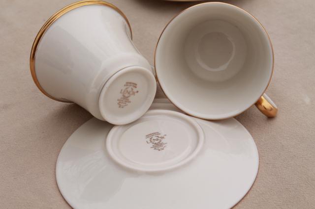 photo of vintage Lenox Eternal gold band ivory china cups & saucers, mint condition #6