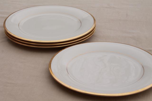 photo of vintage Lenox Eternal gold band ivory china dinner plates, mint condition #1