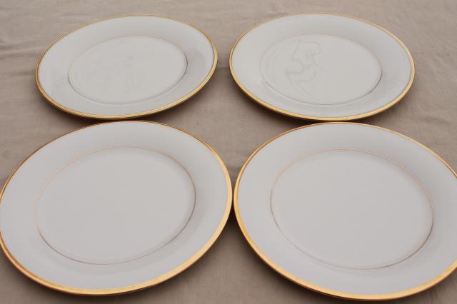 photo of vintage Lenox Eternal gold band ivory china dinner plates, mint condition #2