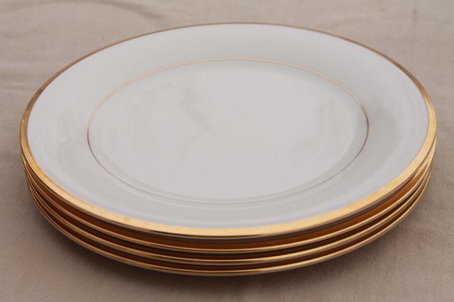 photo of vintage Lenox Eternal gold band ivory china dinner plates, mint condition #5