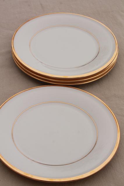 photo of vintage Lenox Eternal gold band ivory china salad plates, mint condition #1