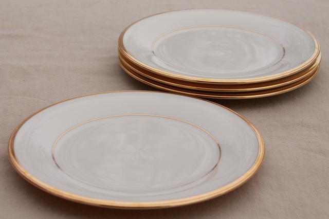 photo of vintage Lenox Eternal gold band ivory china salad plates, mint condition #2