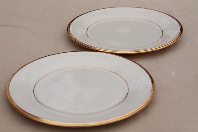 photo of vintage Lenox Eternal gold band ivory china salad plates, mint condition #1