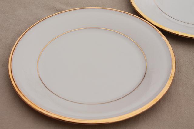 photo of vintage Lenox Eternal gold band ivory china salad plates, mint condition #2