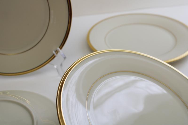 photo of vintage Lenox Eternal salad plates set of 4, ivory china plain gold band trim #2