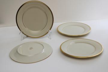 catalog photo of vintage Lenox Eternal salad plates set of 4, ivory china plain gold band trim