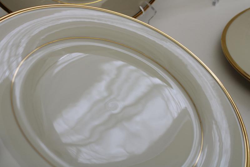 photo of vintage Lenox Eternal set of 4 dinner plates, wedding band ivory china w/ gold trim #2