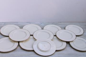 vintage Lenox Montclair set of 12 salad plates, ivory porcelain w/ platinum band trim